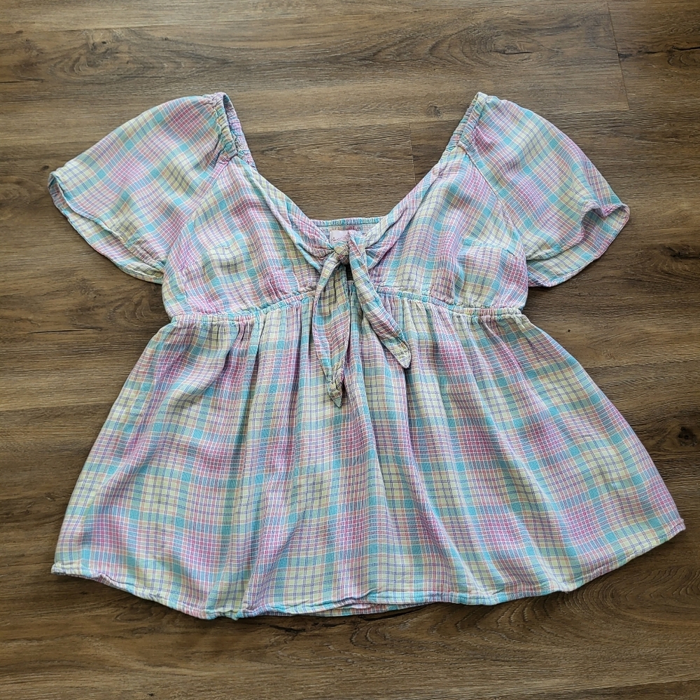 Woven Peek-a-boo Tie Front Maternity Top Isabel Maternity Ingrid & Isabel XXL 2X